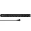 Lanview 19" 1U PDU 13A 8x dansk type K med overspændingsbeskyttelse 2 m kabel
