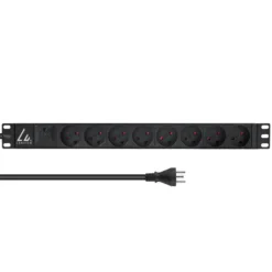 Lanview 19" 1U PDU 13A 8x dansk type K med overspændingsbeskyttelse 2 m kabel
