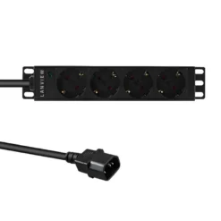 Lanview 10" 1U PDU 16A 4x Schuko C14-stik