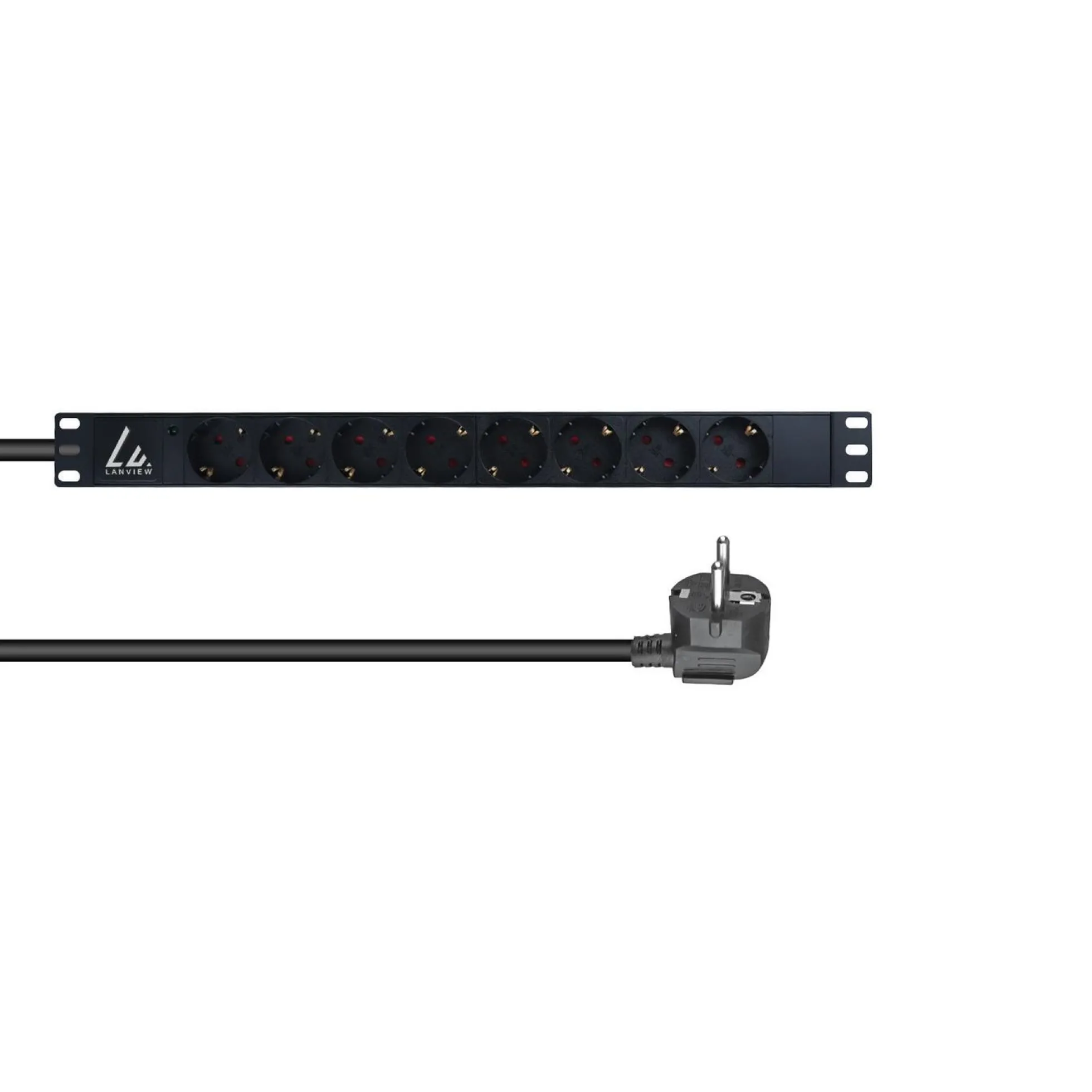 Lanview 19" 1U PDU 16A 8x Schuko type F 3 m kabel