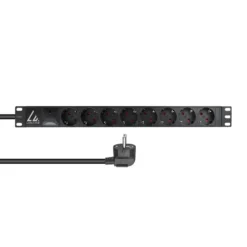 Lanview 19" 1U PDU 16A 8x Schuko type F med overspændingsbeskyttelse 3 m kabel