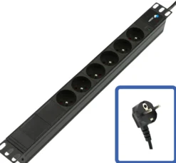 Lanview 19" 1U PDU 6 udtag med LED-indikator