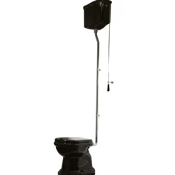 Lavabo Retro HIGH toilet, S-lås, krom rør, blank sort