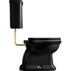 Lavabo Retro LOW toilet, S-lås, messing rør, blank sort