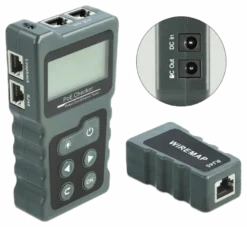 LCD kabeltester RJ45 / PoE / DC, mørkegrå