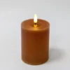 LED bloklys, 10 cm, Ø7,5 cm, fjernbetjening, brun