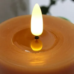 LED bloklys, 10 cm, Ø7,5 cm, fjernbetjening, brun