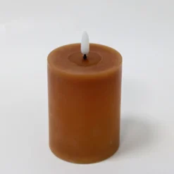 LED bloklys, 10 cm, Ø7,5 cm, fjernbetjening, brun