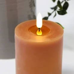 LED bloklys, 10 cm, Ø7,5 cm, fjernbetjening, brun