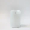 LED bloklys med flammeeffekt, hvid, 12,5 cm høj, Ø7,5 cm, timer, ægte stearin