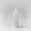 LED bloklys med flammeeffekt, hvid, 15 cm, fjernbetjening og timer - Ægte stearin, Ø5 cm