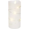 LED bloklys med lyskæde og flammeeffekt, 15 cm høj, inkl. fjernbetjening, ægte stearin, Ø7,5 cm