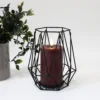 LED bloklys med smelte-look og flammeeffekt, bordeauxrød, 12,5 cm høj, Ø7,5 cm, fjernbetjening