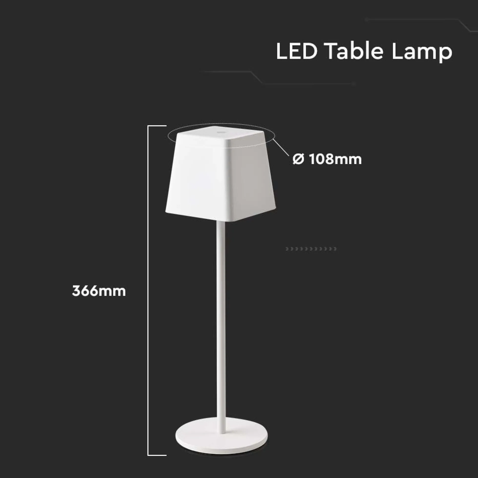 LED bordlampe, 2W, 3000K, hvid, husdesign