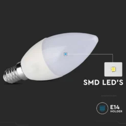 LED kertepære, 4,5W, E14, 6500K, 470lm, RA80 - V-TAC