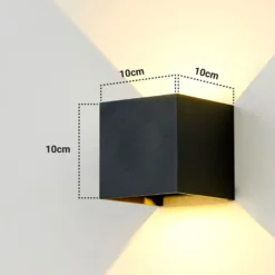 LEDlife Cubic firkantet udendørs væglampe, 6W, 450 lumen, IP65, sort, inkl. lyskilde