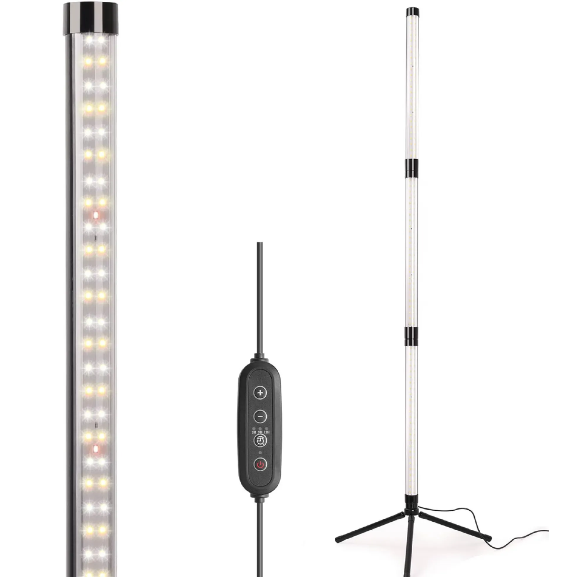 LEDlife Vækstlys med stativ, 38W, justerbar, 3 lamper, timer