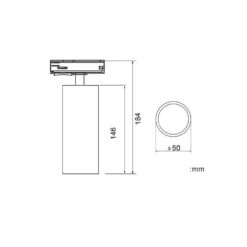 LEDlife 12W hvid skinnespot - Dæmpbar, RA 90, 1-faset (11W, 230V, 1100lm)