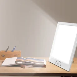 LED lysterapi lampe med timer, 14W, 12.000 LUX, flicker free, hvid