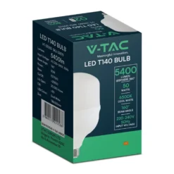 LED pære, E27, 50W, 5400 lumen, 4000K, IP20, med E40 fatningsadapter - V-TAC