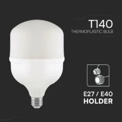LED pære, E27, 50W, 5400 lumen, 4000K, IP20, med E40 fatningsadapter - V-TAC