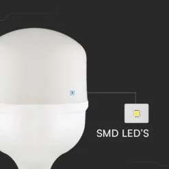 LED pære, E27, 50W, 5400 lumen, 4000K, IP20, med E40 fatningsadapter - V-TAC