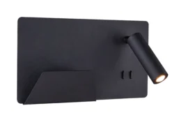 LED sengelampe med USB-stik og telefonholder, sort, 3000K - SLV Somnila