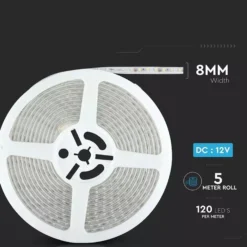 LED strip, 5 meter, 7,2W/m, 12V DC, IP65, 120 LED pr. meter - V-Tac