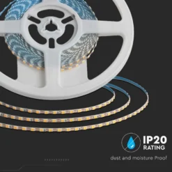 LED strip, 5 meter, 8W/m, 24V DC, IP20, 3mm bred, 120 LED/m, dæmpbar