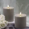 Led vokslys, taupe grå, 2 stk, med 3D flamme og timer, IP20