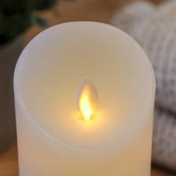 LED XL Bloklys, 30 cm, med flammeeffekt og fjernbetjening, hvid
