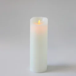 LED XL Bloklys, 30 cm, med flammeeffekt og fjernbetjening, hvid