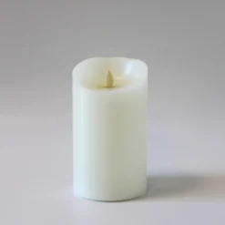 LED XL bloklys, 17,5 cm, med flammeeffekt og fjernbetjening, hvid, Ø10 cm