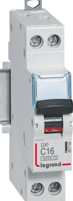 Legrand DX3 – Automatsikring, C 16A, 230/415Vac, 1P, 6kA, 1 modul