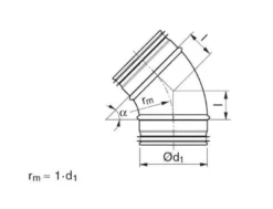 Lindab bøjning presset BU 45°, 63 mm