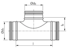 Lindab T-rør TCPU 500-100, 90 grader, 500mm, 100mm, galvaniseret stål