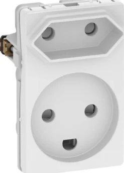 LK FUGA®, Stikkontakt med jord og Europlug udtag (maks. 2,5A), 1½ modul – Lauritz Knudsen