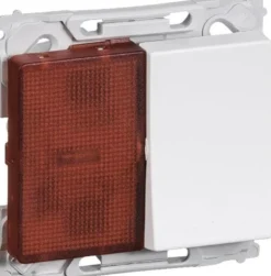 LK OPUS® 66, Afbryder 1-polet med rød LED halvmodul lampe (til f.eks. ledelys), 1 modul – Lauritz Knudsen