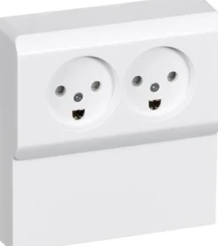 LK OPUS® 66, Dobbelt stikkontakt med jord og indbygget i panelunderlag, 2 modul – Lauritz Knudsen