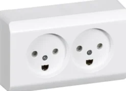 LK OPUS® 66, Dobbelt stikkontakt med jord og indbygget i underlag, 2 modul – Lauritz Knudsen