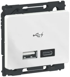 LK OPUS® 66, USB-A+C dobbelt lader, 1 modul – Lauritz Knudsen
