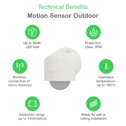 LK Wiser ARGUS bevægelsessensor, IP66, Zigbee, 360°, PIR, 3-ledet