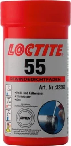 Loctite 55 rørtætningssnor, 150 meter, grå