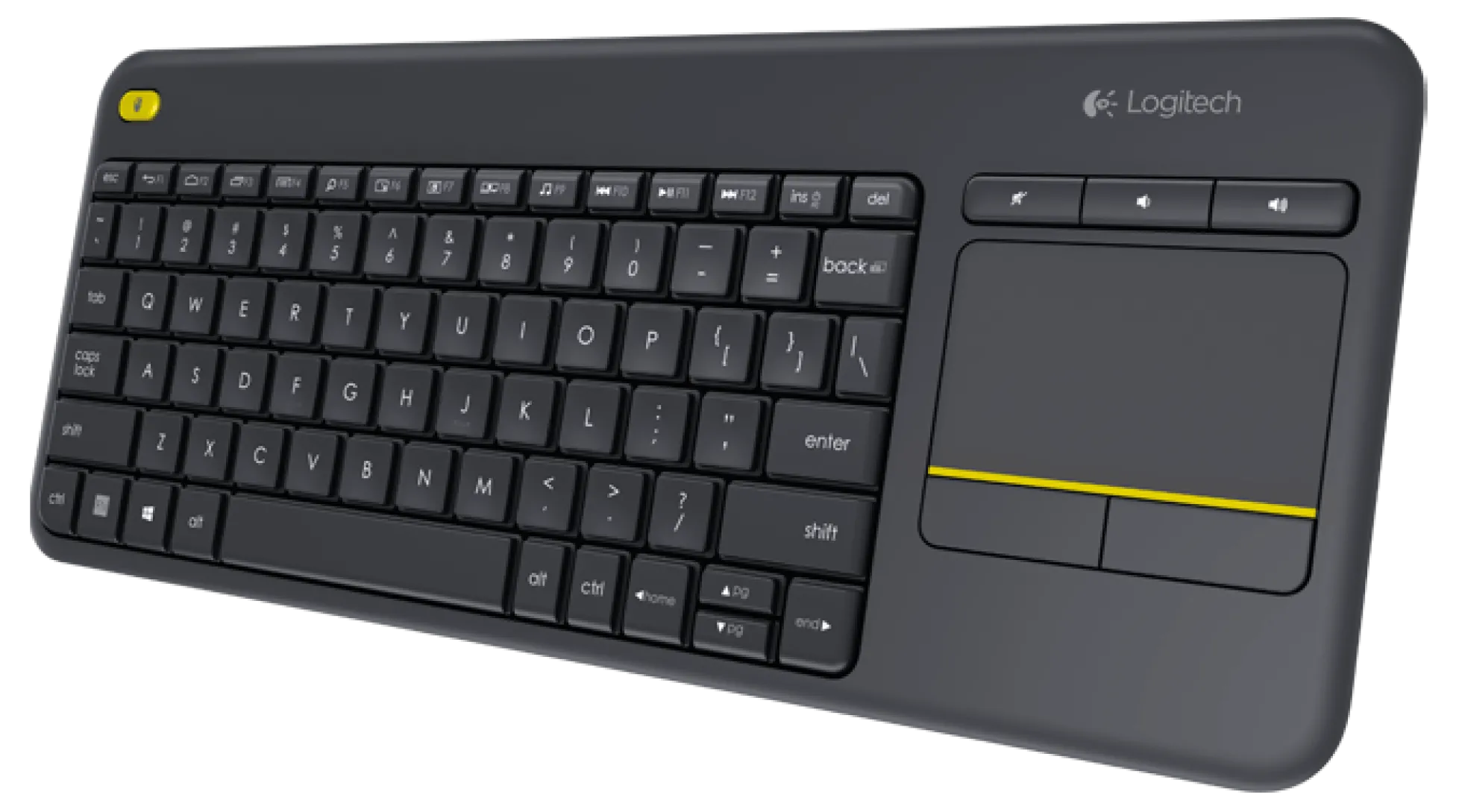 Logitech K400 Plus, trådløst touchpad-tastatur, nordisk layout, sort