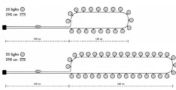 Lyskæde Trsp LED, 20 lys, 150 cm + 140 cm, IrisLights