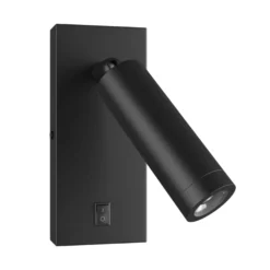 Madara Slim væglampe, uden lyskilde, med afbryder, 230V, IP20, 38x95 + base 140x60x25, sort