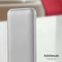 10000mAh power bank, 10W, sølv, LED display, inkl. 30cm Type-C kabel