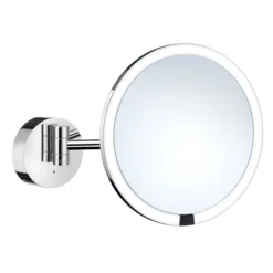 Make-up spejl med LED-lys, genopladeligt batteri, 7x forstørrelse, vægmontering, krom, 215 mm - Smedbo