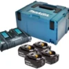 Makita batteripakke, 18V, 4 x 5,0 Ah, BL1850B C18RD, dobbeltlader & MAKPAC