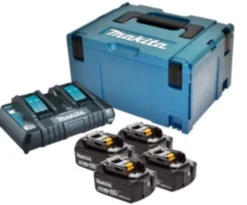 Makita batteripakke, 18V, 4 x 5,0 Ah, BL1850B C18RD, dobbeltlader & MAKPAC